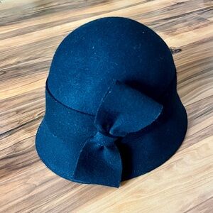 Merona Elegant Black Cloche Hat with Bow